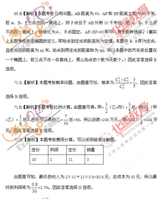 湖南省公務(wù)員考試行測(cè)答案解析詳解