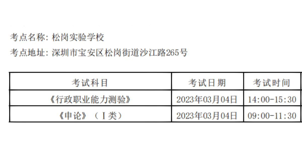 深圳市公務(wù)員考試行測考試時間安排解析